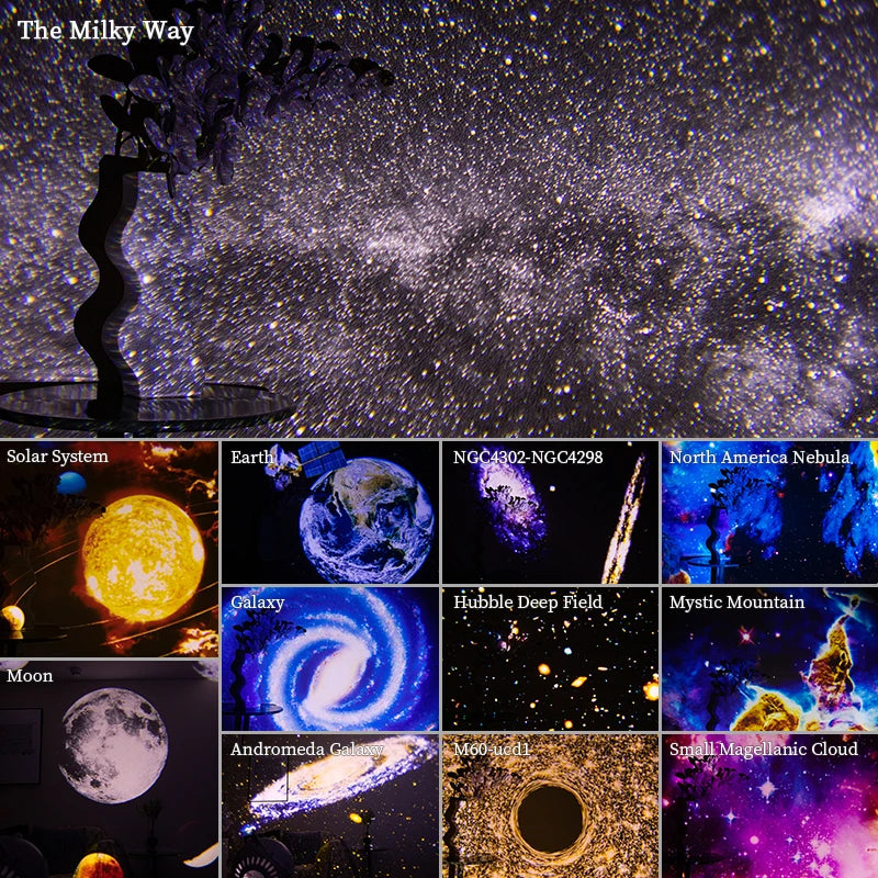 Les disques inclus du planétarium : système solaire, Terre, Lune, Voie lactée, nébuleuses